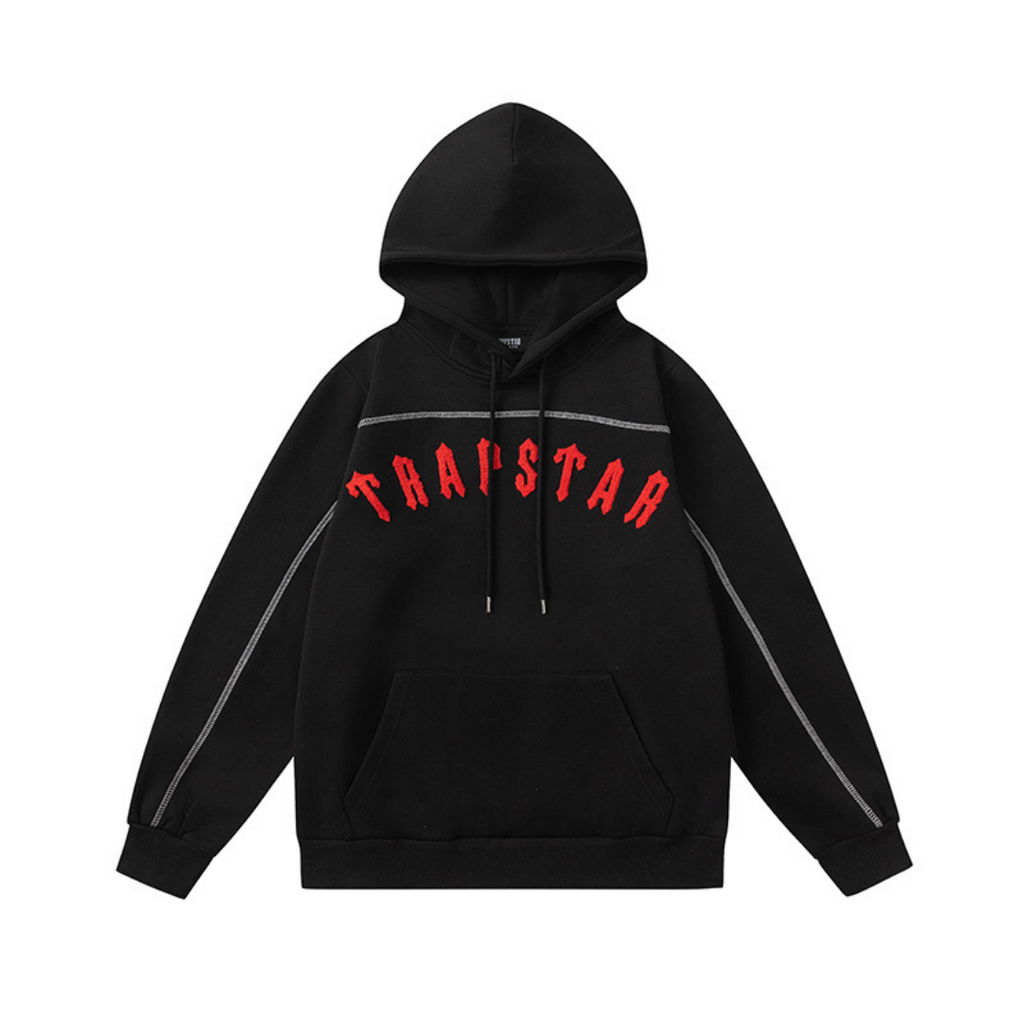 Trapstar Irongate Arch Chenille Trainingsanzug – Stilvoller Rot-Schwarz Streetwear Look