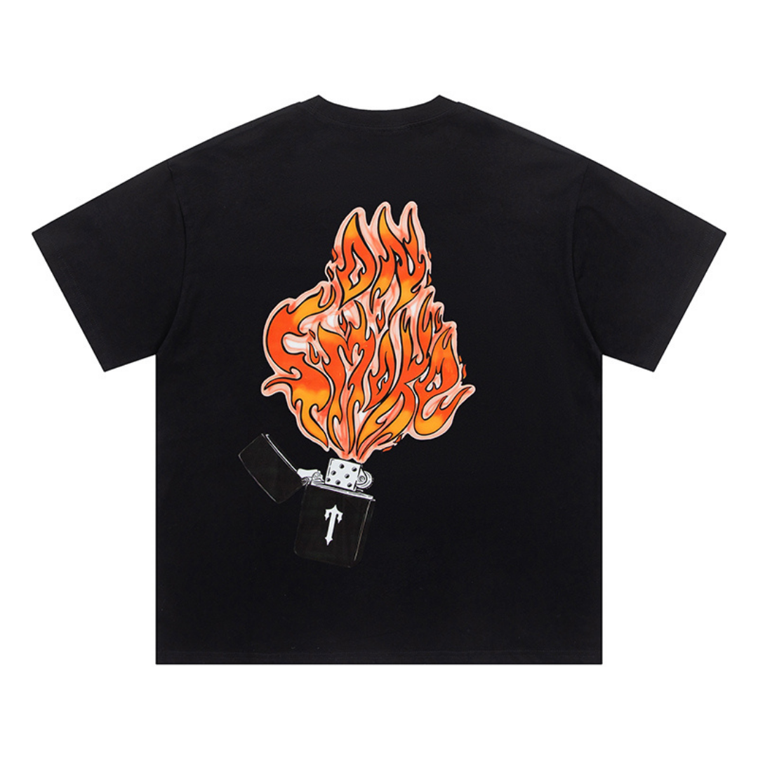 Trapstar Decoded Fire Lighter T-Shirt: Exklusives Streetwear Baumwoll-Shirt mit Grafik