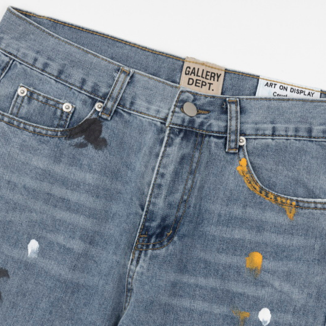 Exklusive Gallery Dept. Bemalte Designer Denim Jeans: Handgefertigter Streetwear Look