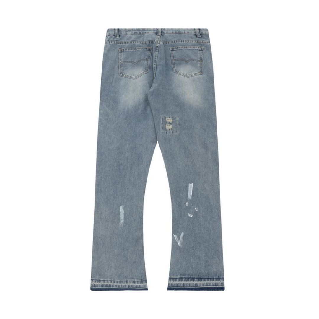Einzigartige Gallery Dept. Handbemalte Künstler-Jeans – Deconstructed Streetwear Denim Hose