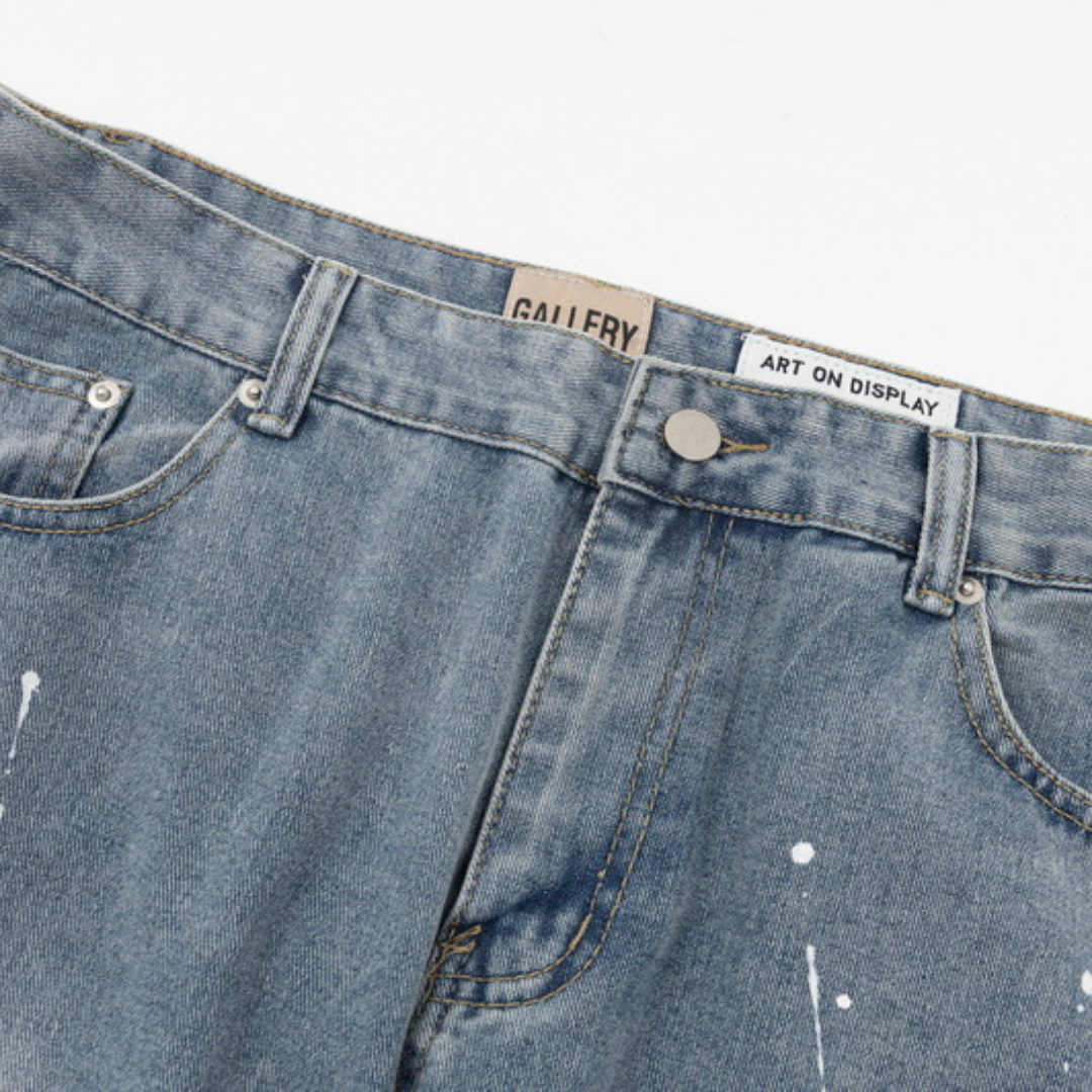Einzigartige Gallery Dept. Handbemalte Künstler-Jeans – Deconstructed Streetwear Denim Hose