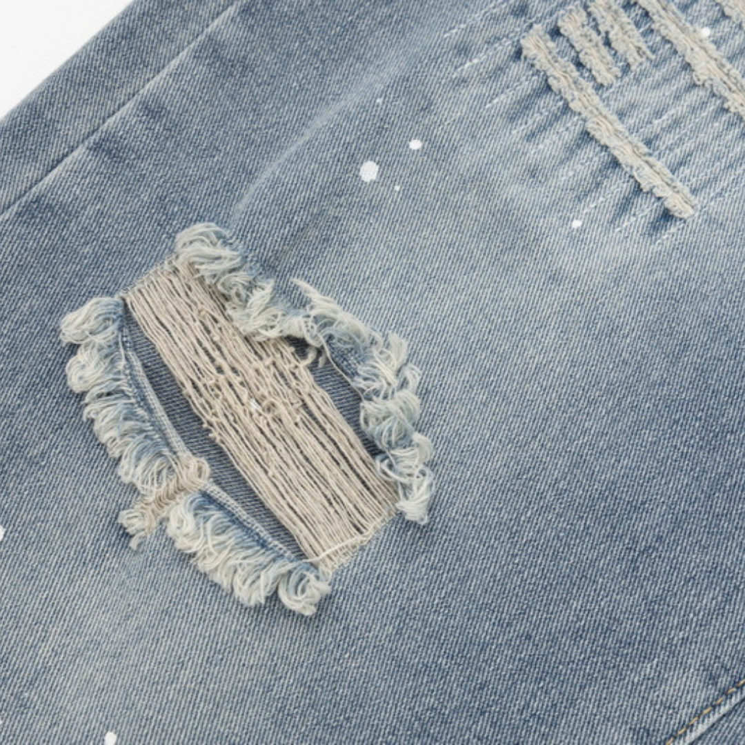 Einzigartige Gallery Dept. Handbemalte Künstler-Jeans – Deconstructed Streetwear Denim Hose