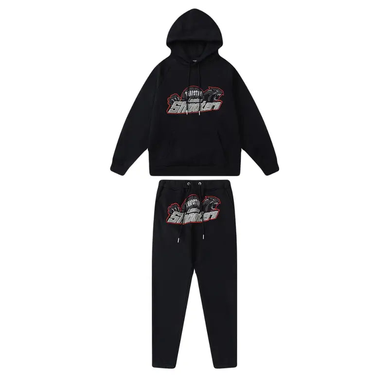 Trapstar London Shooters Schwarz-Roter Trainingsanzug – Exklusiver Streetwear Style