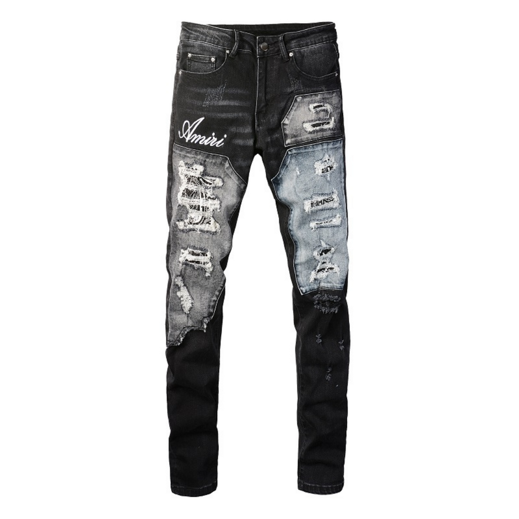 Amiri Bandana Logo Distressed Jeans: Luxuriöse Designer-Denim für Rock-Chic-Streetwear