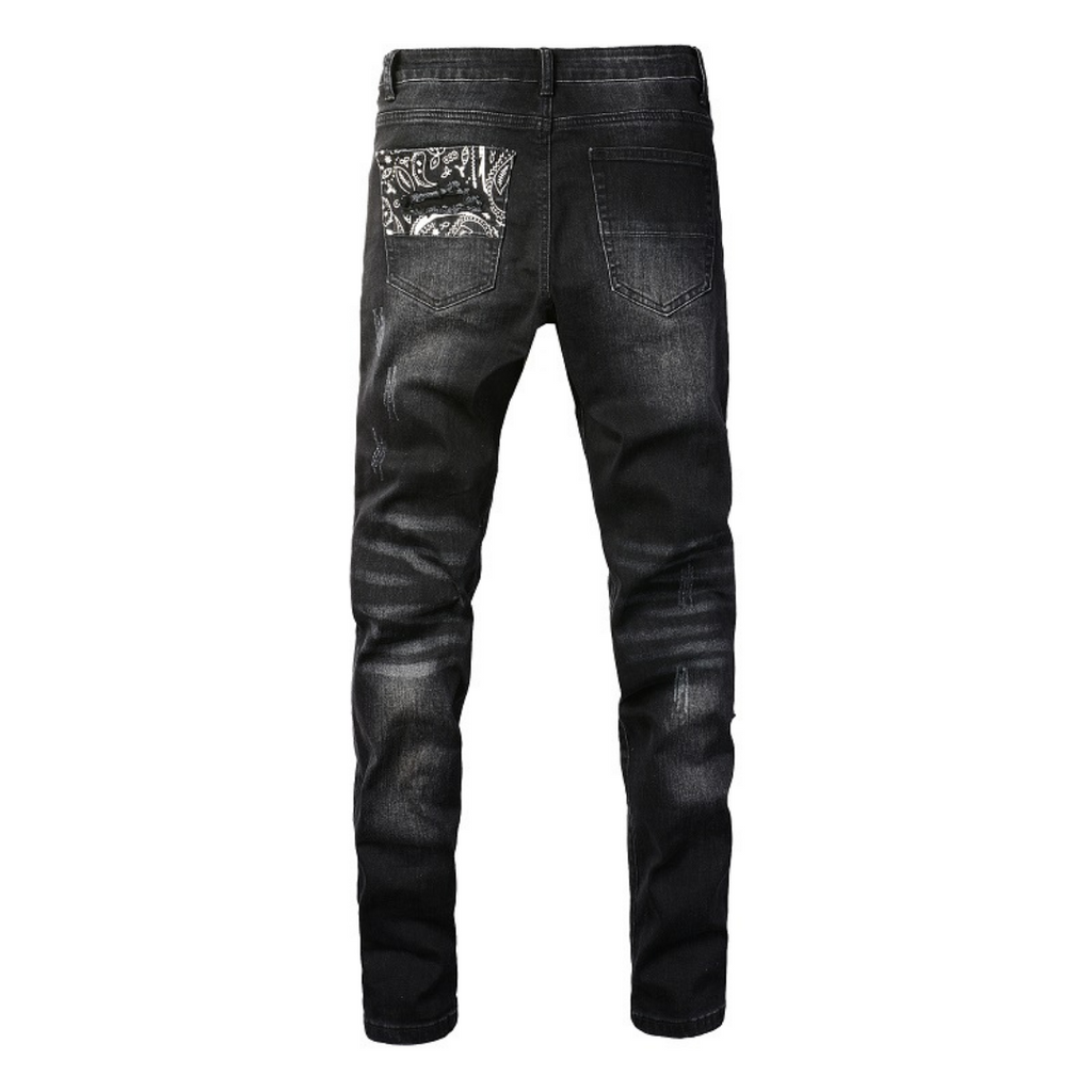 Amiri Bandana Logo Distressed Jeans: Luxuriöse Designer-Denim für Rock-Chic-Streetwear