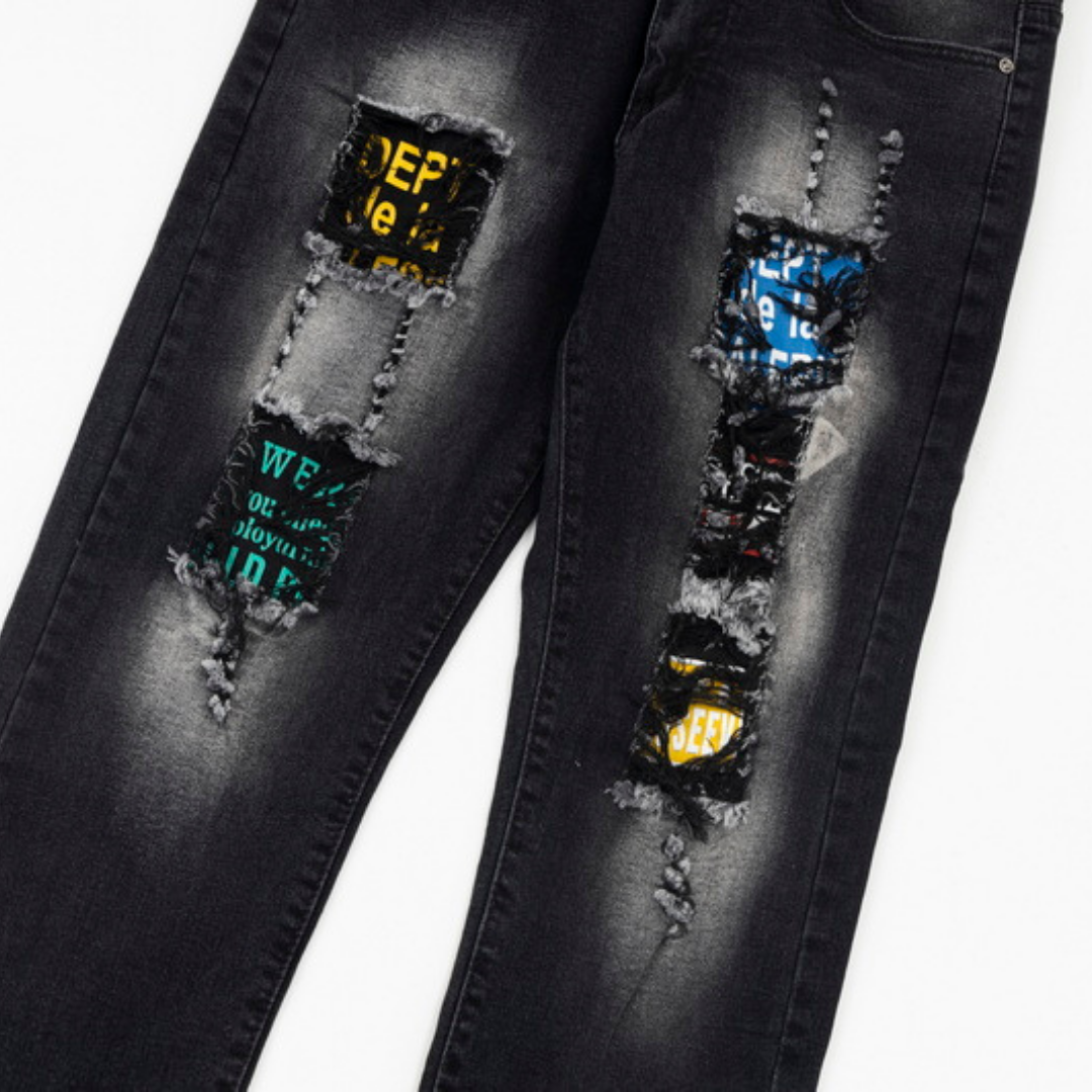 Gallery Dept. Handbemalte Distressed Denim Jeans – Einzigartiger Künstlerischer Streetwear-Look