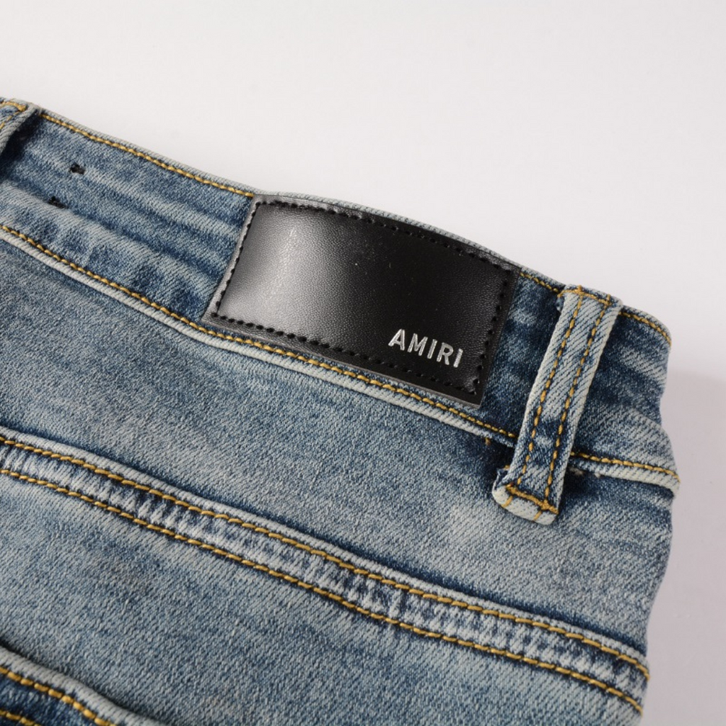 Amiri Schwarze Logo Jeans Herren – Luxuriöser Slim Fit Designer Stretch Denim