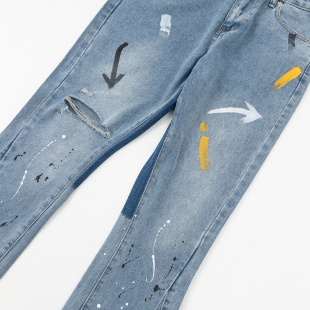 Gallery Dept. Designer Bemalte Jeans - Einzigartige Streetwear mit Farbklecksen