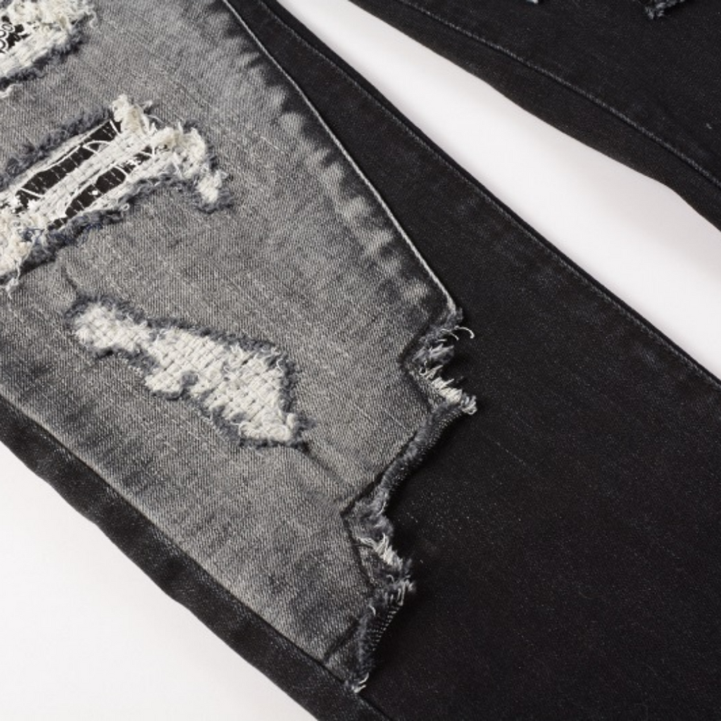 Amiri Bandana Logo Distressed Jeans: Luxuriöse Designer-Denim für Rock-Chic-Streetwear