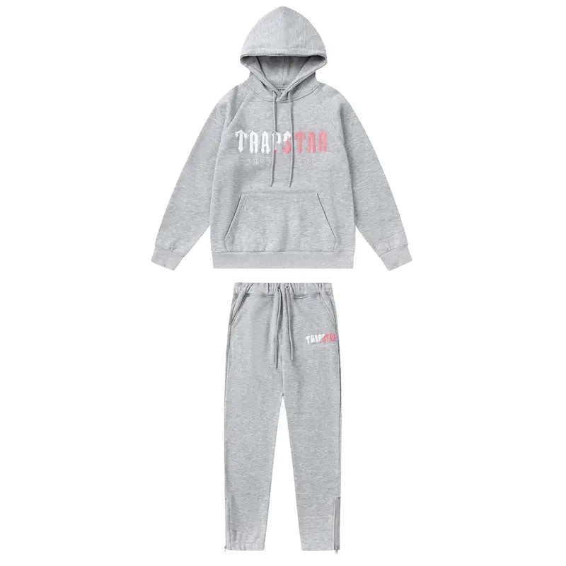 Trapstar Decoded 2.0 Kapuzen-Trainingsanzug Grau-Pink: Stylisch, Bequem, Urban Streetwear