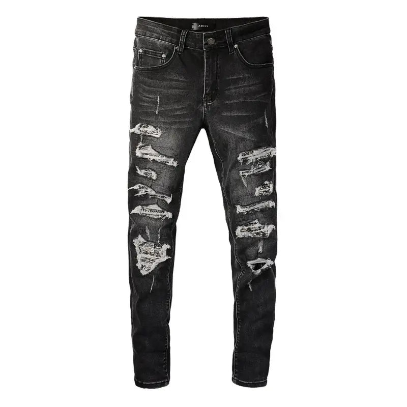 Amiri Bandana Schwarze Designer Jeans: Luxuriöser Rock-and-Roll Streetstyle Denim