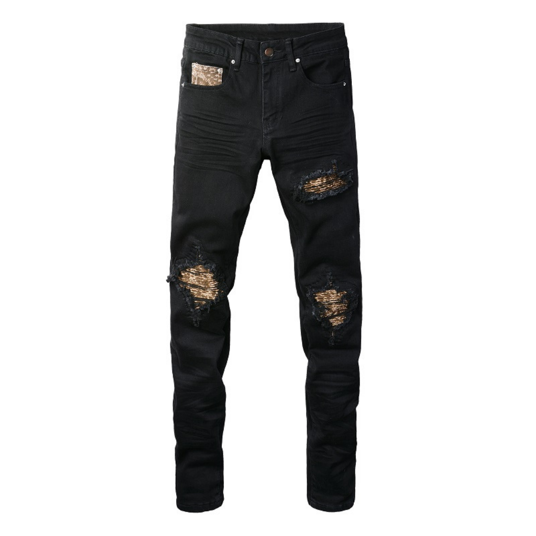 Amiri Luxus Schwarze Camouflage Jeans für Männer – Stylisch, Robust & Exklusiv