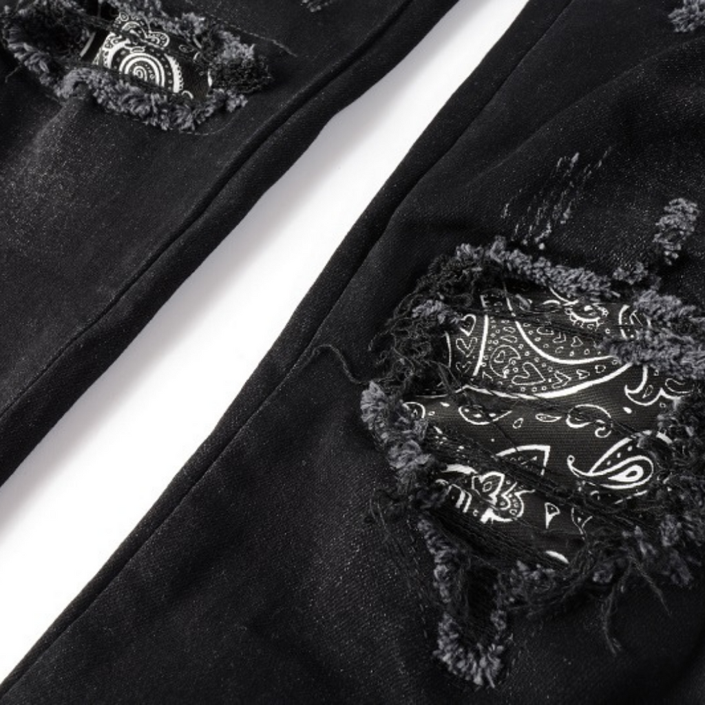 Amiri Black Bandana Camouflage Jeans für Herren – Luxuriöser Streetwear-Stil