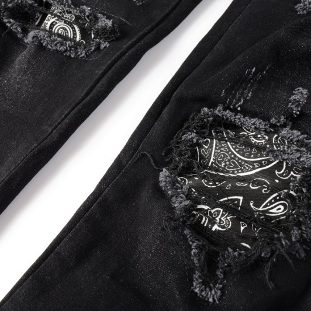 Amiri Black Bandana Camouflage Jeans für Herren – Luxuriöser Streetwear-Stil