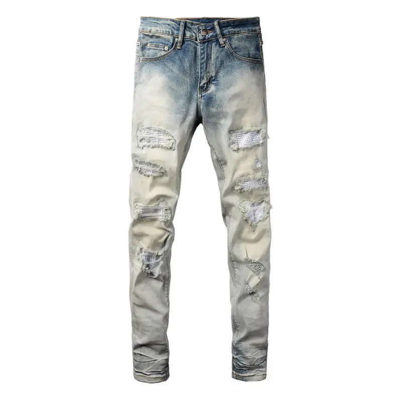 Amiri Gradient Diamond Patch Jeans für Herren - Luxuriöse Designer Denim Hose