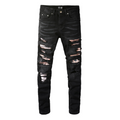 Amiri Schwarze Camo Jeans Herren Slim Fit Luxus Designer Streetwear Hose