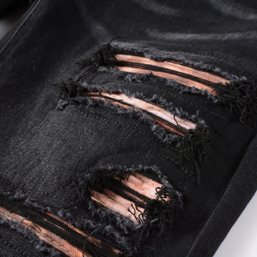 Amiri Schwarze Camo Jeans Herren Slim Fit Luxus Designer Streetwear Hose