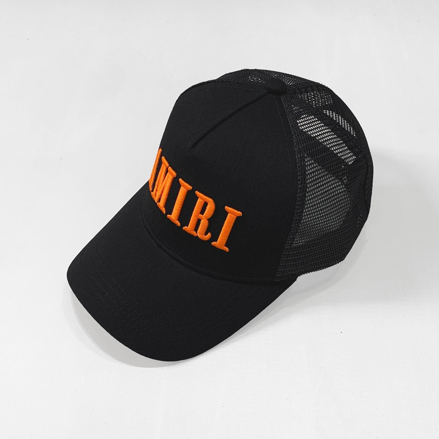 Exklusive Amiri Kappe Schwarz Orange Design Hochwertige Streetwear Kopfbedeckung
