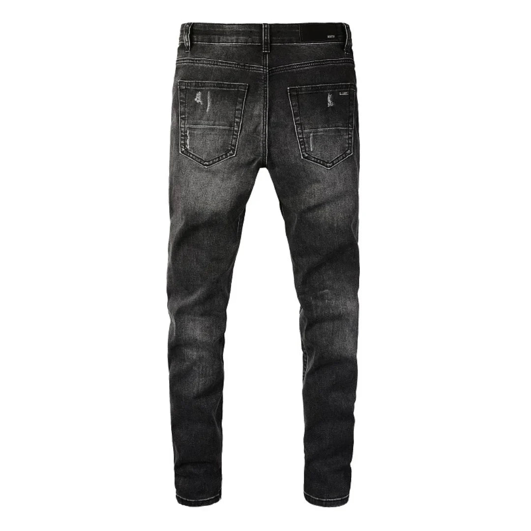 Amiri Bandana Schwarze Designer Jeans: Luxuriöser Rock-and-Roll Streetstyle Denim