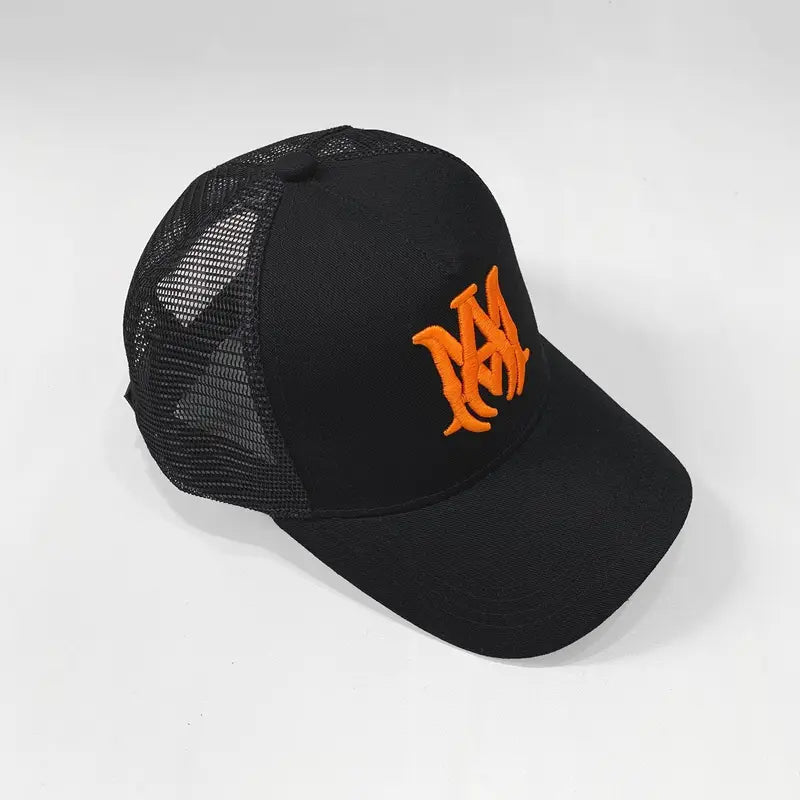Amiri Luxus Designer Baseball Kappe Schwarz-Orange – Exklusiver Streetwear-Stil für Kenner
