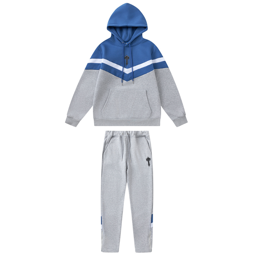 Trapstar V-Stripe Kapuzen-Trainingsanzug Blau – Bequem, Stylisch, Urbaner Look