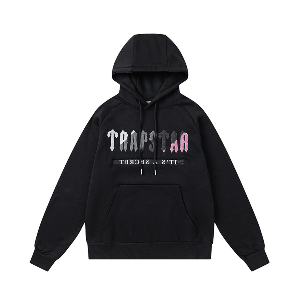 Trapstar Decoded 2.0 Kapuzen-Trainingsanzug Schwarz-Pink – Stylischer Urban Streetwear Look
