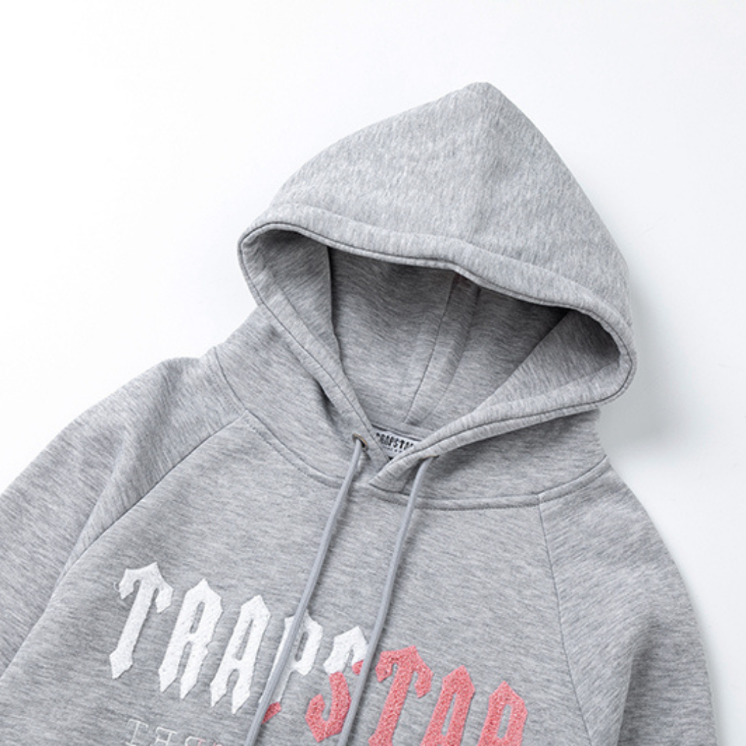 Trapstar Decoded 2.0 Kapuzen-Trainingsanzug Grau-Pink: Stylisch, Bequem, Urban Streetwear
