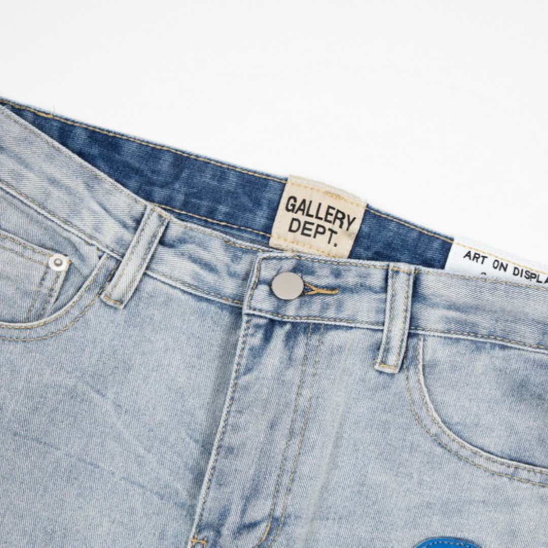 Gallery Dept. Handbemalte Deconstructed Jeans: Einzigartige Streetwear Denim Kunst für Herren