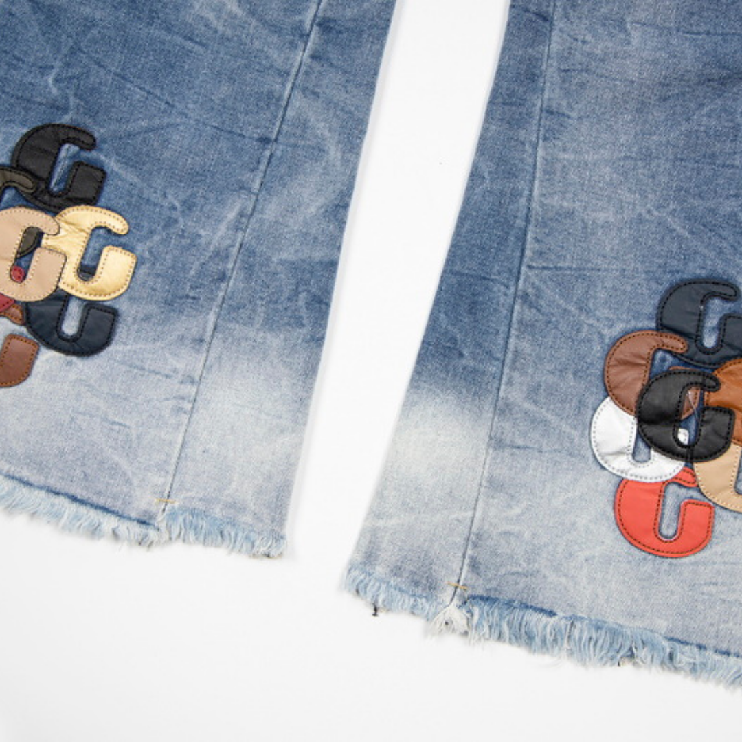 Gallery Dept. Handbemalte Deconstructed Jeans: Einzigartige Streetwear Denim Kunst für Herren