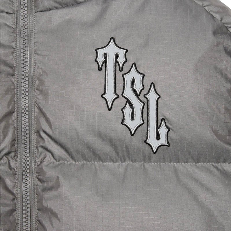 Trapstar Shooters Reflektierende Graue Kapuzen-Pufferjacke - Warme Winter-Steppjacke