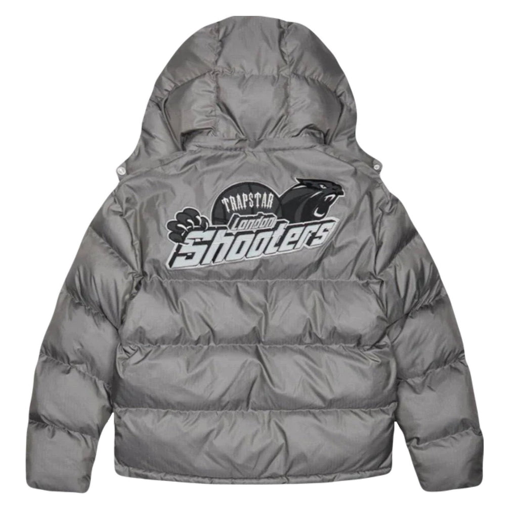 Trapstar Shooters Reflektierende Graue Kapuzen-Pufferjacke - Warme Winter-Steppjacke