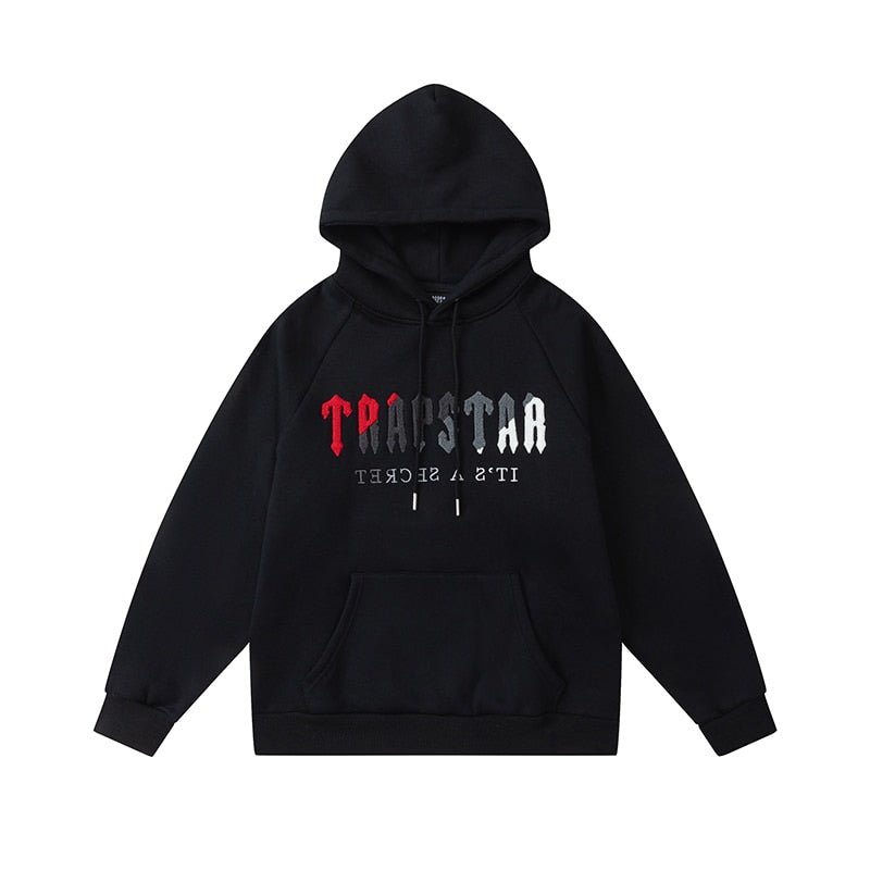 Trapstar Chenille Decoded Trainingsanzug: Schwarz-Rot, Weich, Stylisch für Urban Streetwear