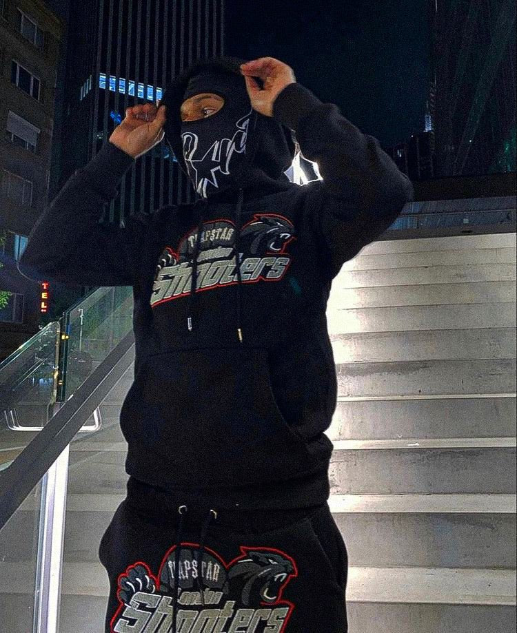 Trapstar London Shooters Schwarz-Roter Trainingsanzug – Exklusiver Streetwear Style