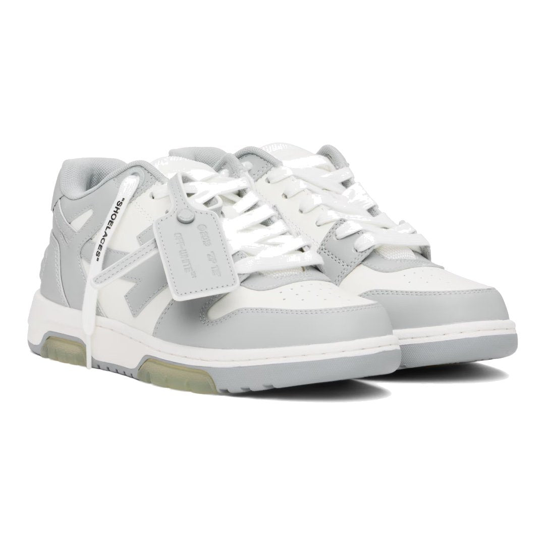 OFF-WHITE Out Of Office Sneakers: Stylische Weiß-Graue Leder Freizeitschuhe