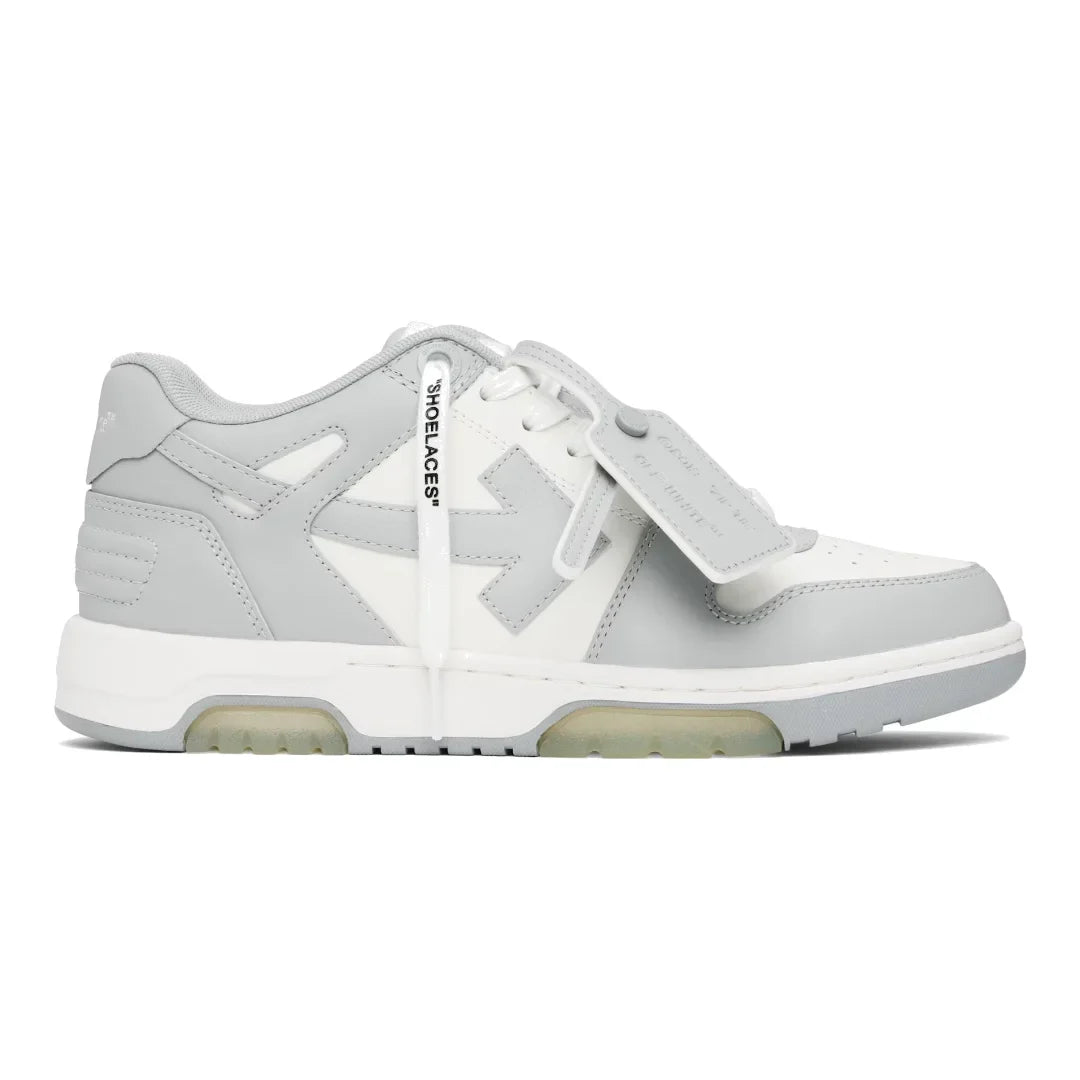 OFF-WHITE Out Of Office Sneakers: Stylische Weiß-Graue Leder Freizeitschuhe