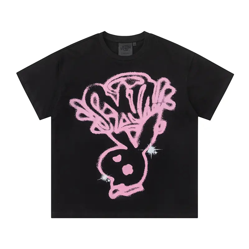 Syna World Hasen-Motiv T-Shirt: Stylisches Baumwollshirt für Streetwear-Fans, Unisex