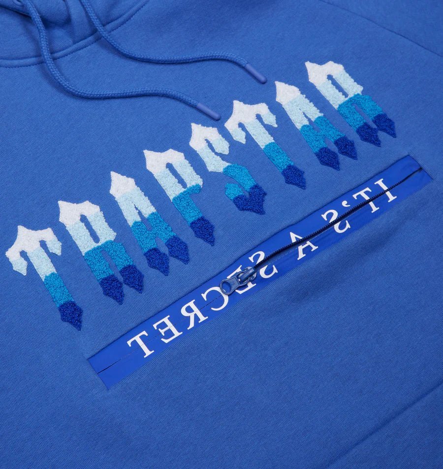 Luxuriöser Trapstar Decoded 2.0 Schillernder Blauer Chenille Trainingsanzug